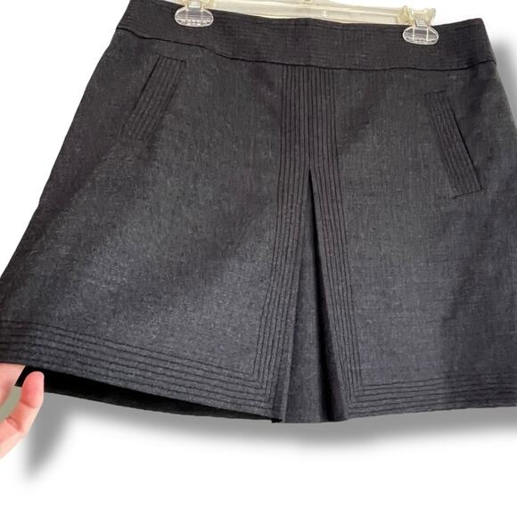 J.Crew charcoal gray wool blend A-line mini skirt with an inverted front pleat - Picture 5 of 7